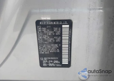 2011 Infiniti Qx56 z USA, uszkodzony, nr VIN JN8AZ2NE4B9005232